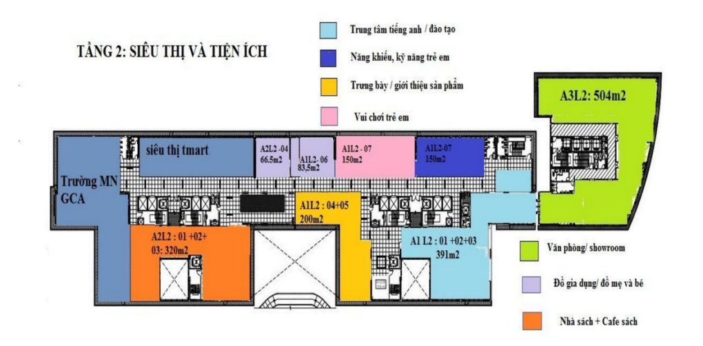 sơ đồ tầng 2 toà nhà văn phòng Ecolife 